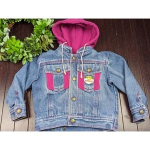 Vintage 80's 90's Blues In Motion Girl's Denim Jean Jacket Hood Size 4t Purple